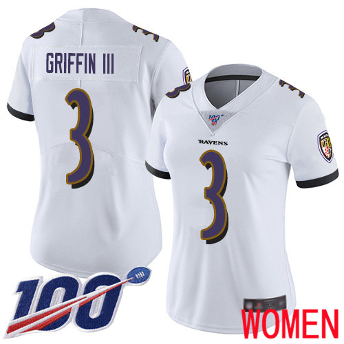 Baltimore Ravens Limited White Women Robert Griffin III Road Jersey NFL Football #3 100th Season Vapor Untouchable->youth nfl jersey->Youth Jersey